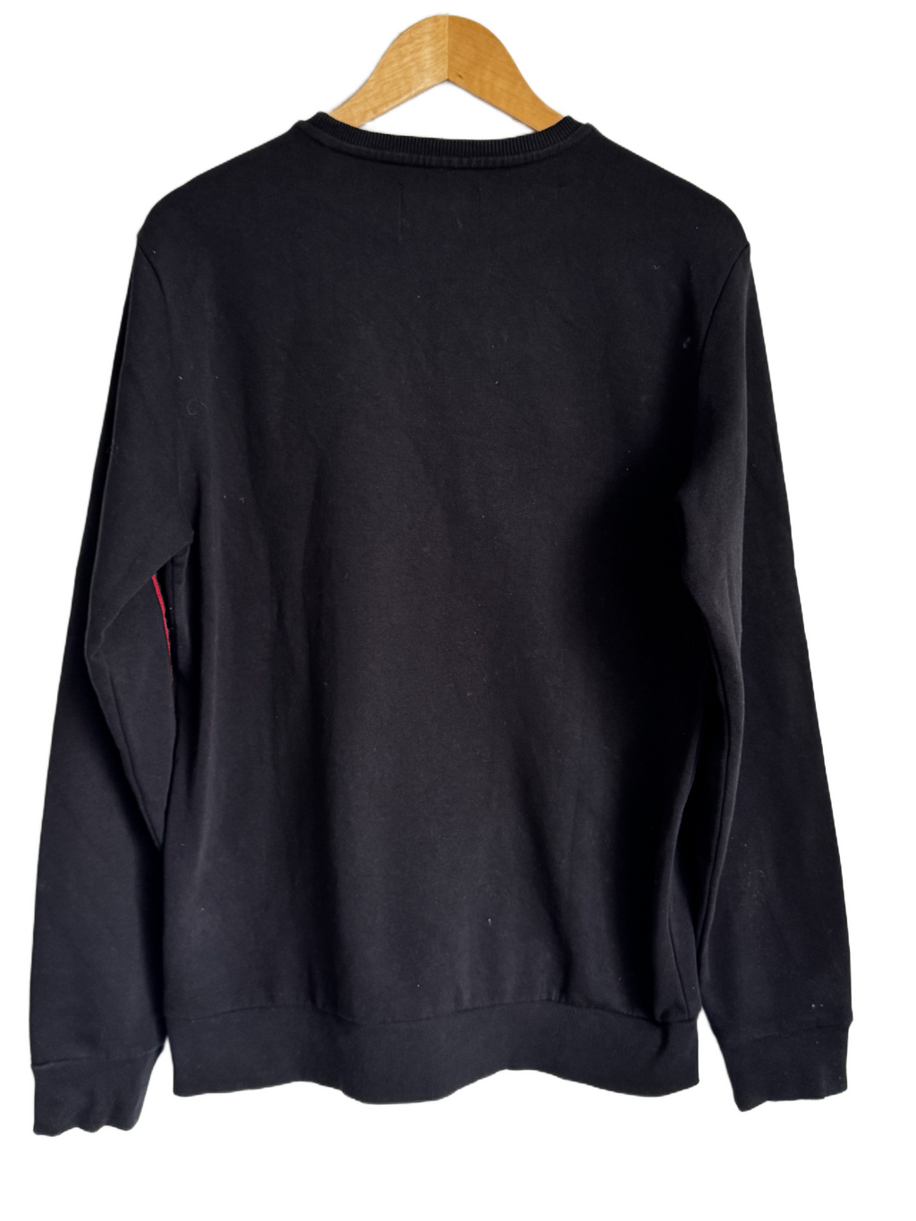 GUESS Los Angeles Black Sweatshirt with Red Logo Stripe, Size L