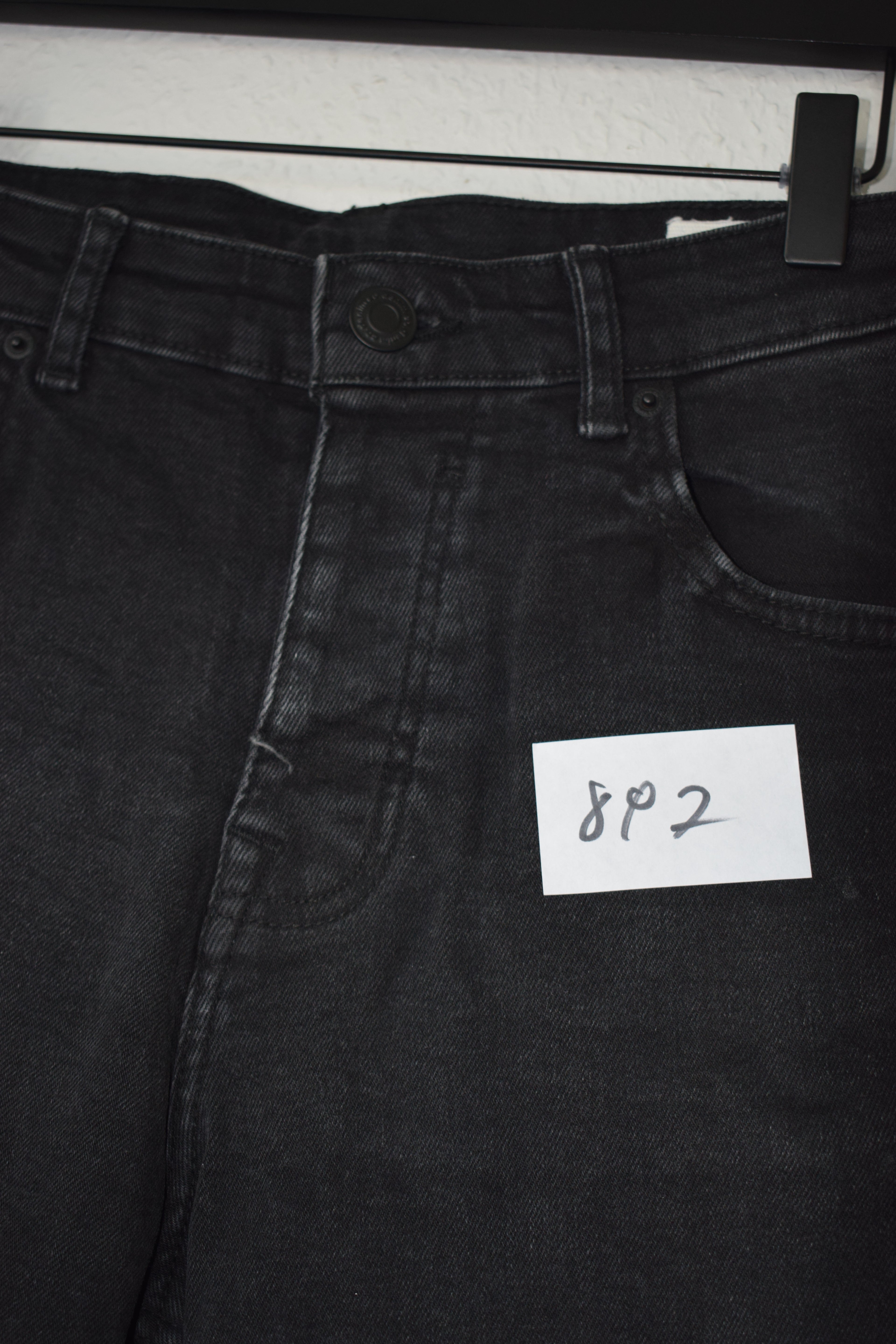 Men's Black Denim Straight Fit Distressed Shorts - W36