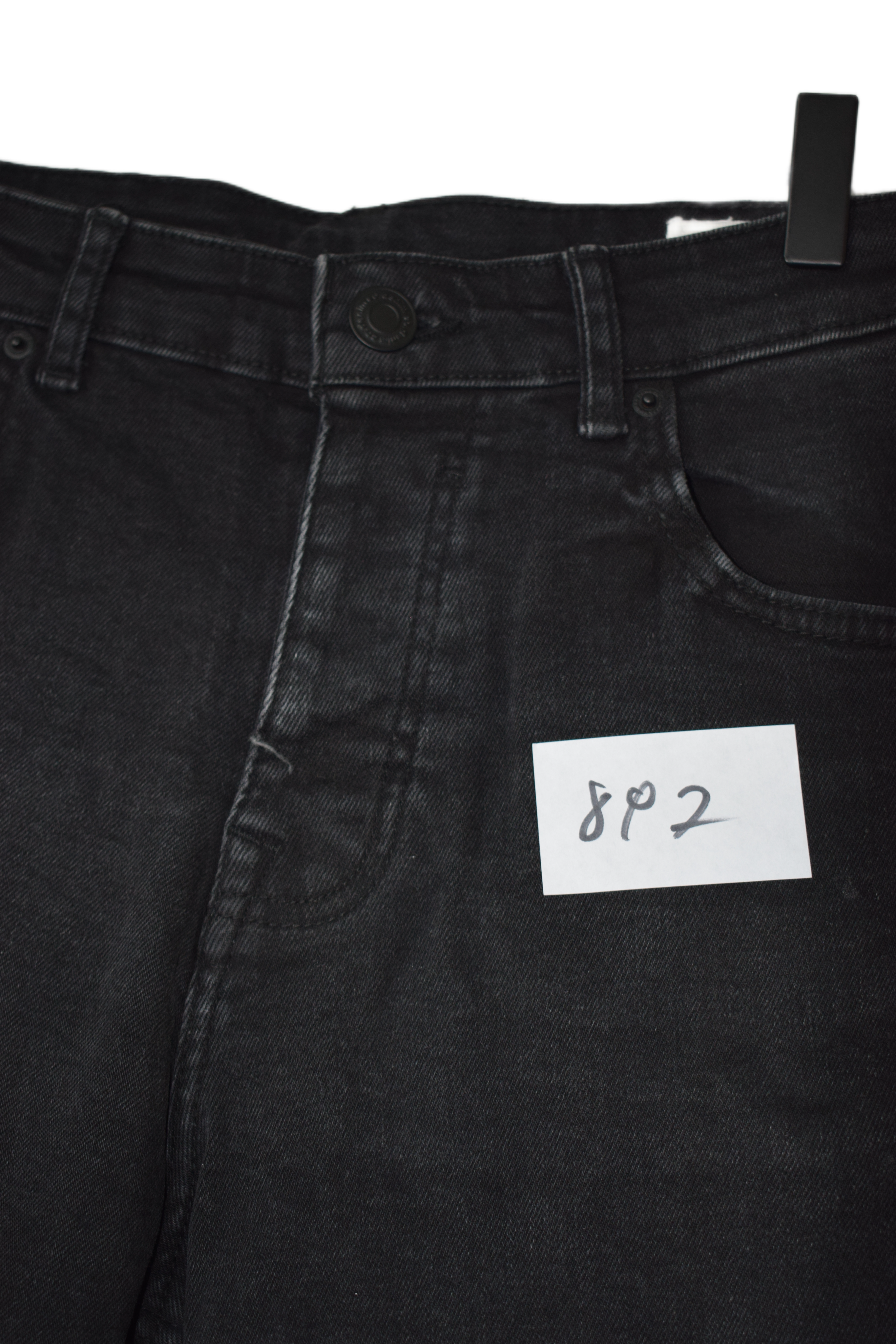 Men's Black Denim Straight Fit Distressed Shorts - W36