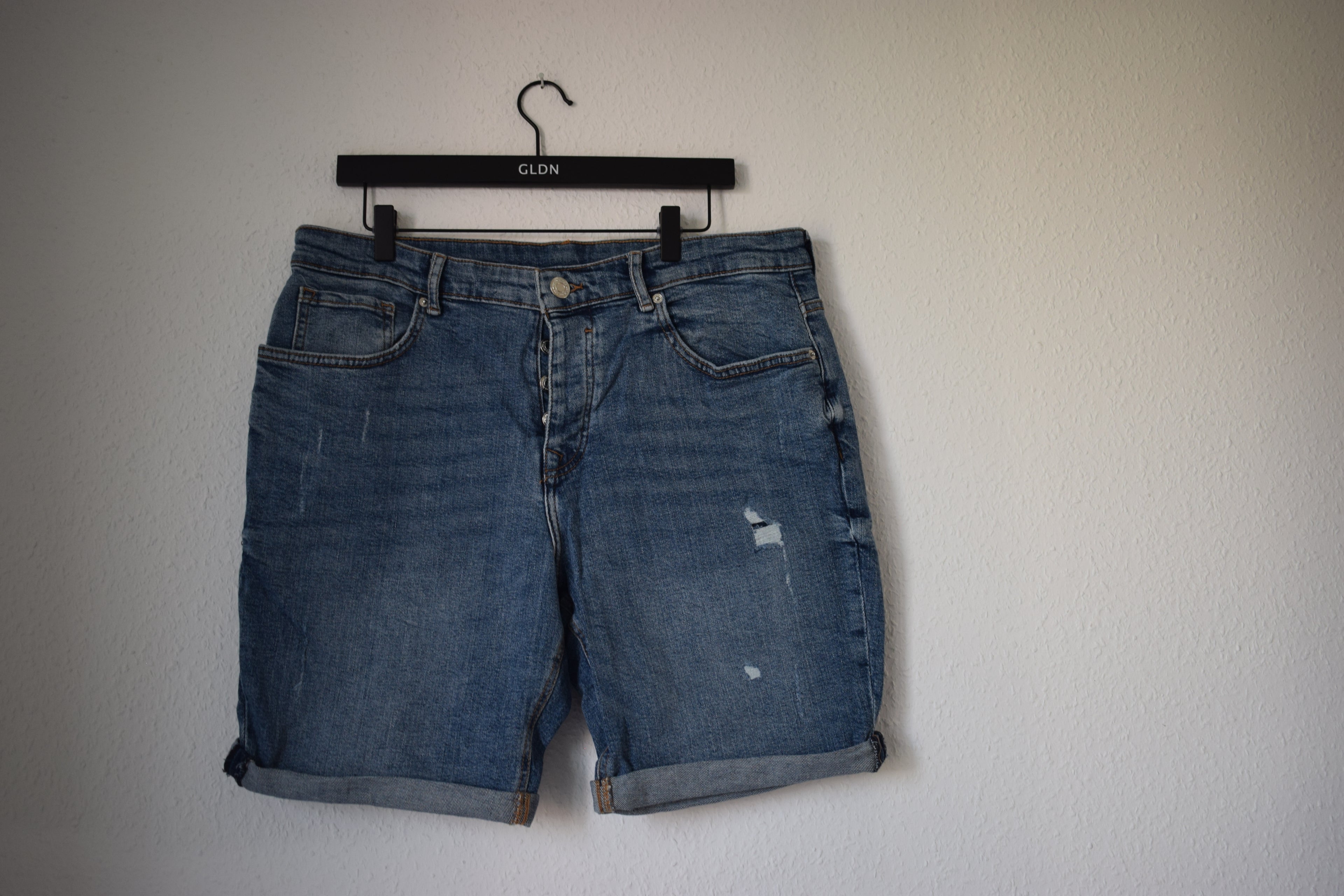 Blue Distressed Denim Shorts