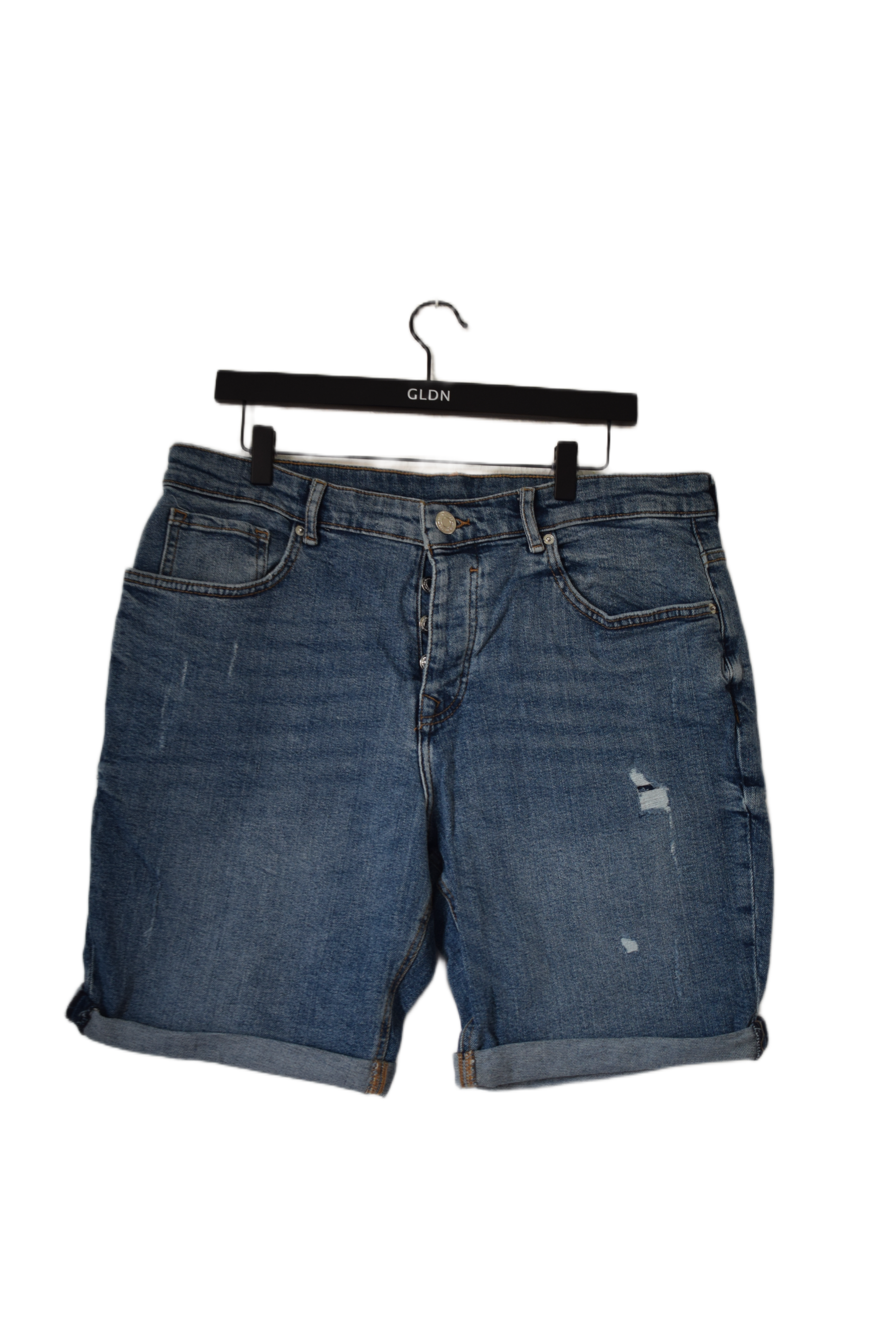 Blue Distressed Denim Shorts
