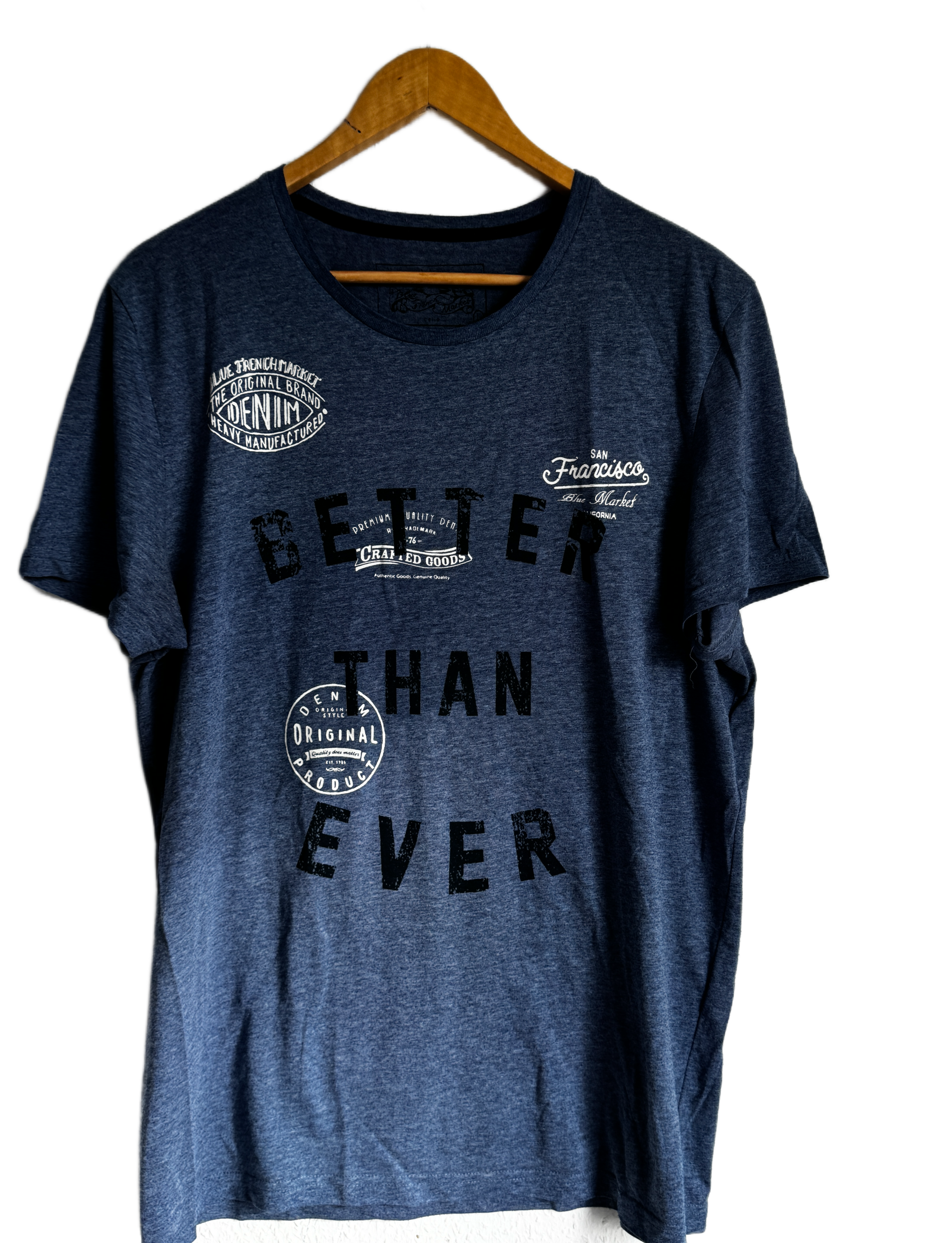 Denim & Supply Co. T-Shirt - Blue Melange with Graphic Print