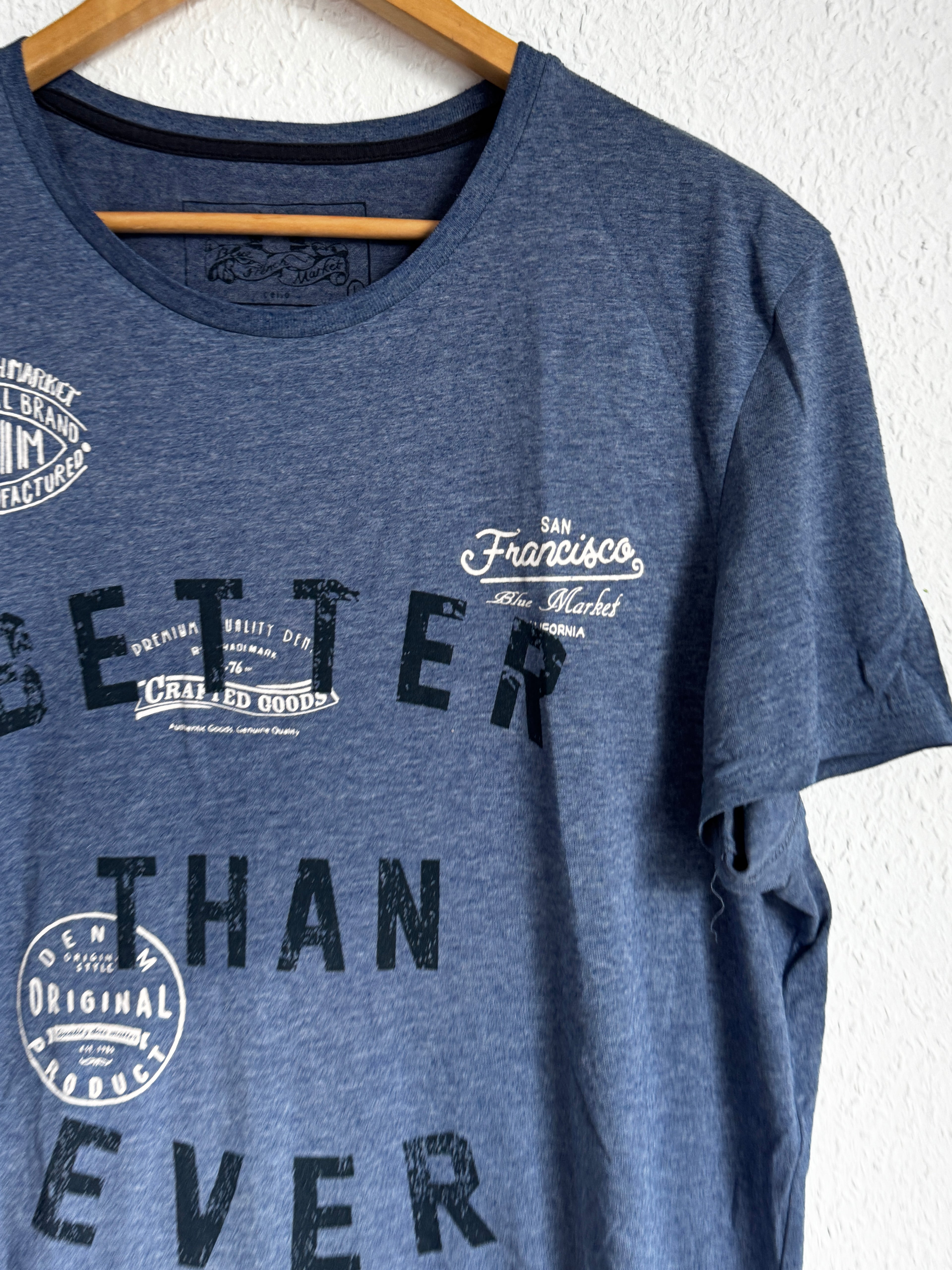 Denim & Supply Co. T-Shirt - Blue Melange with Graphic Print