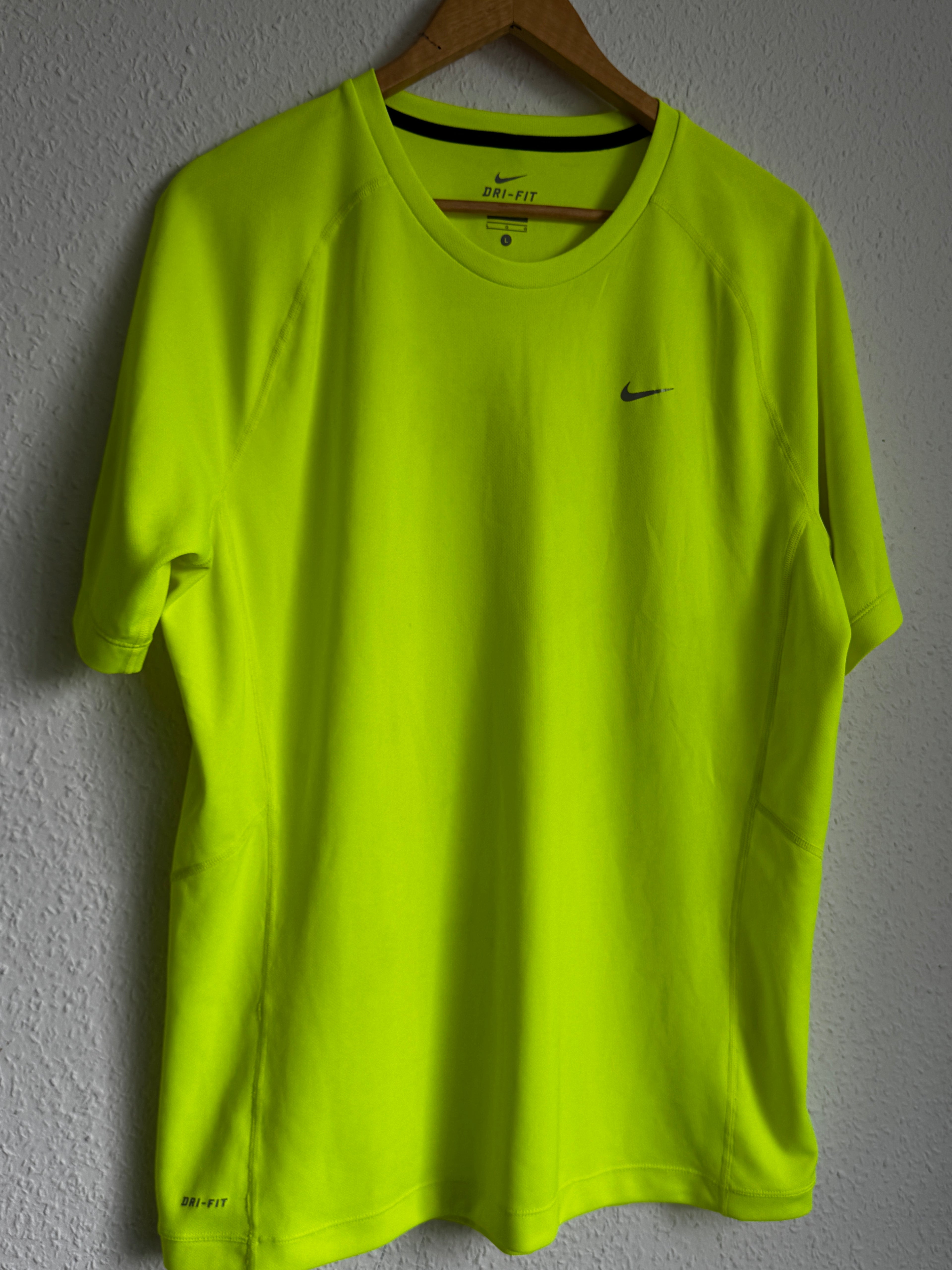 Nike Dri-FIT Miler Running Shirt - Fluorescent Yellow - Size Large