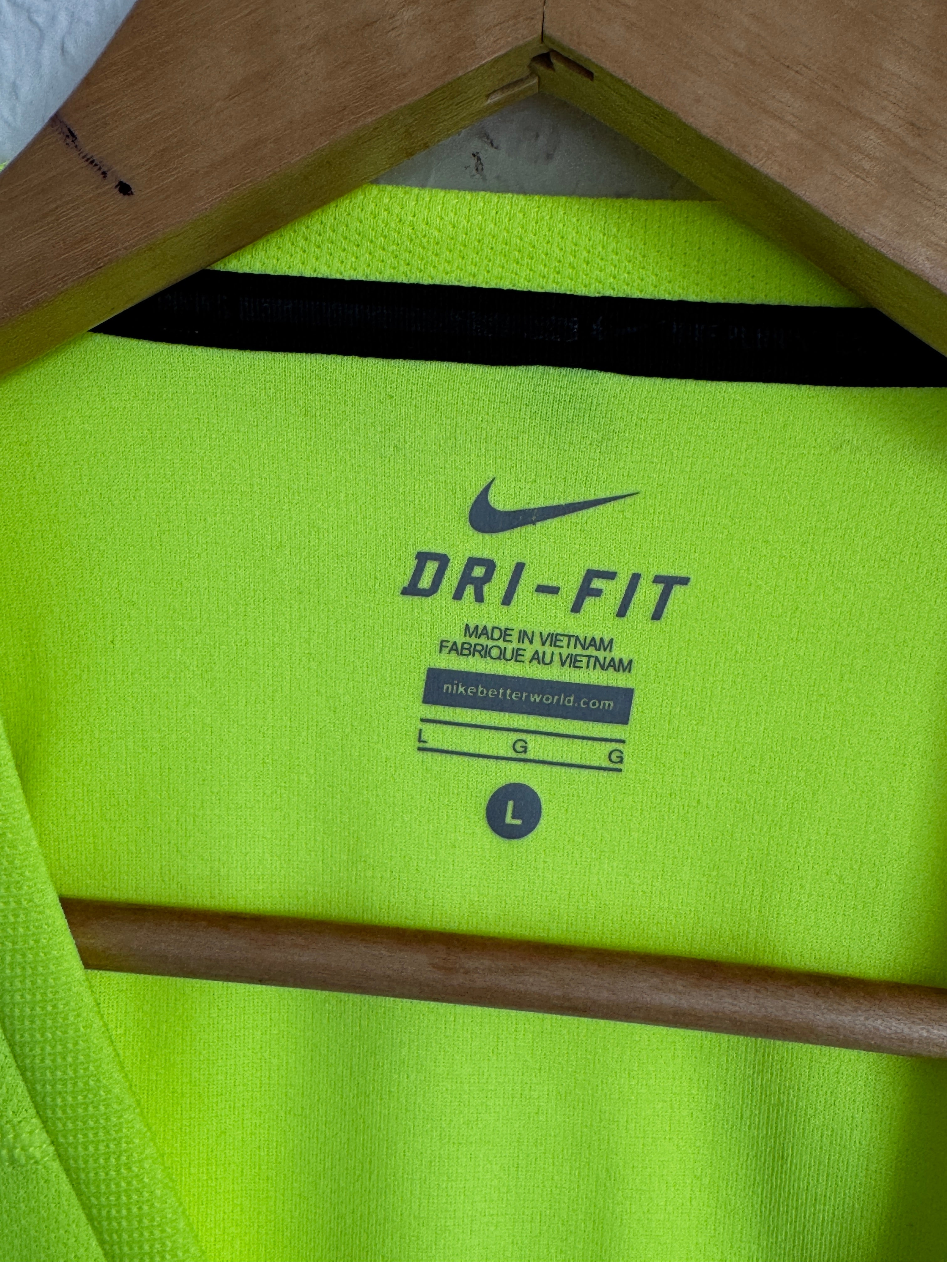 Nike Dri-FIT Miler Running Shirt - Fluorescent Yellow - Size Large