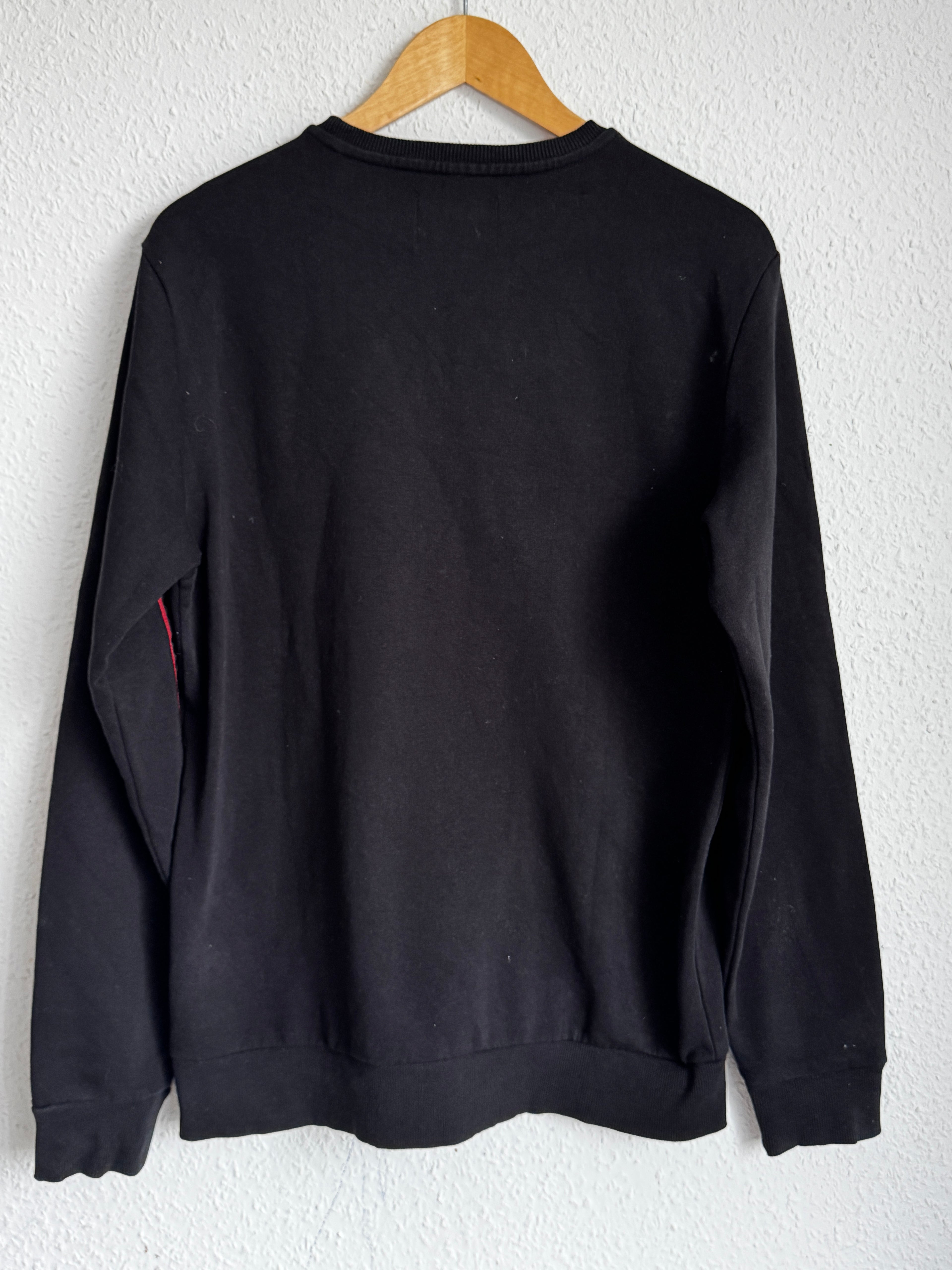 GUESS Los Angeles Black Sweatshirt with Red Logo Stripe, Size L