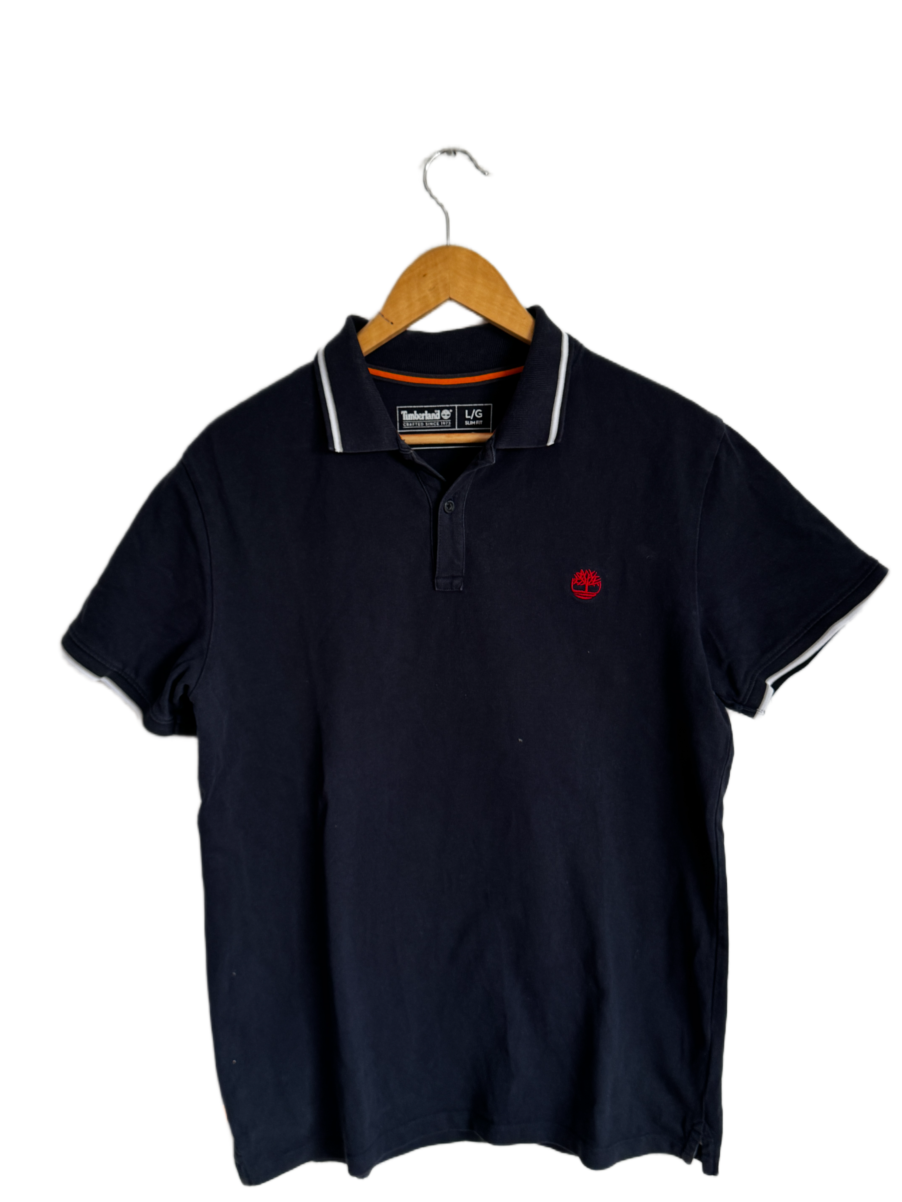 Men's Timberland Navy Polo Shirt - L/G Slim Fit - 100% Organic Cotton