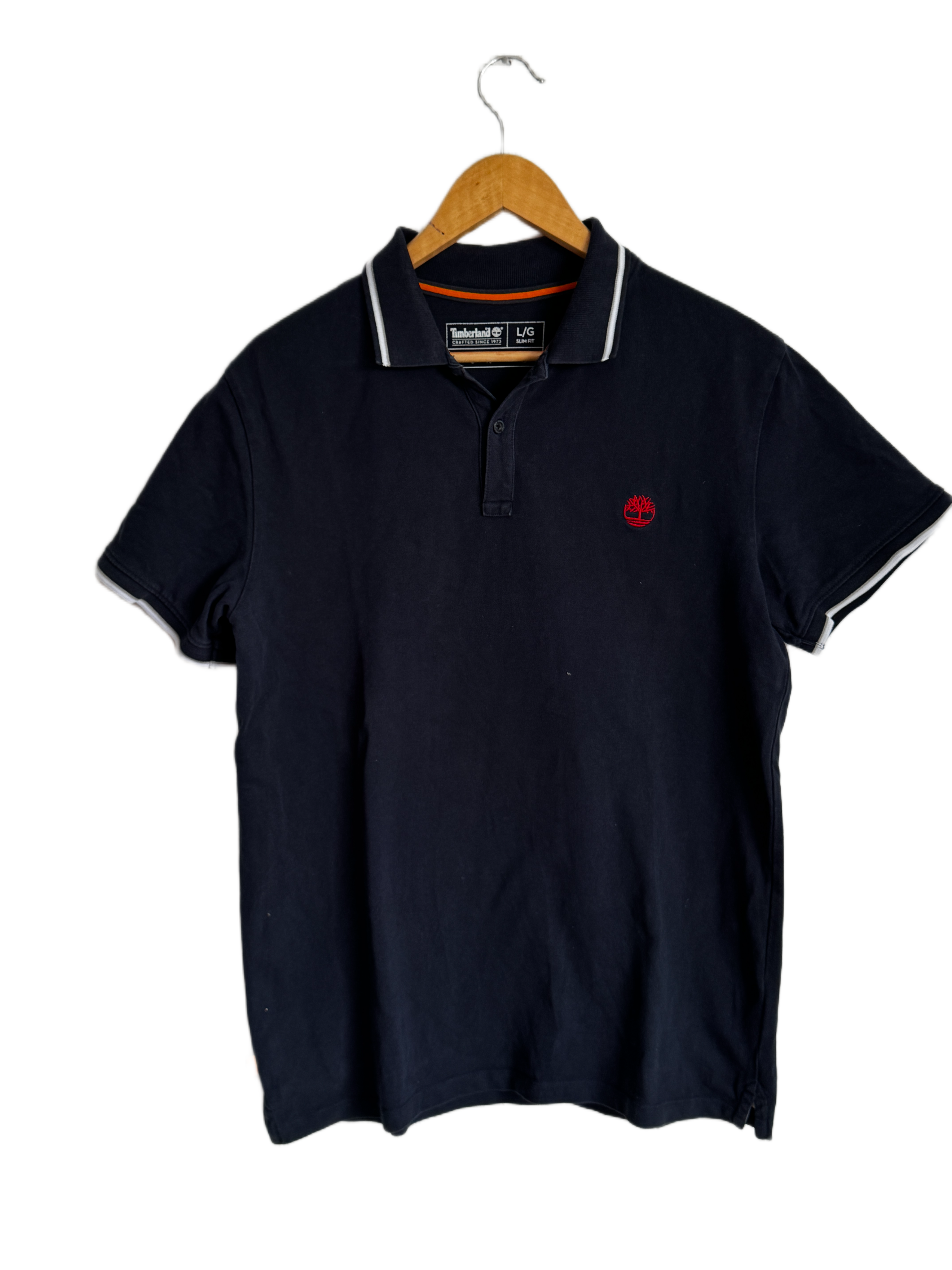 Men's Timberland Navy Polo Shirt - L/G Slim Fit - 100% Organic Cotton