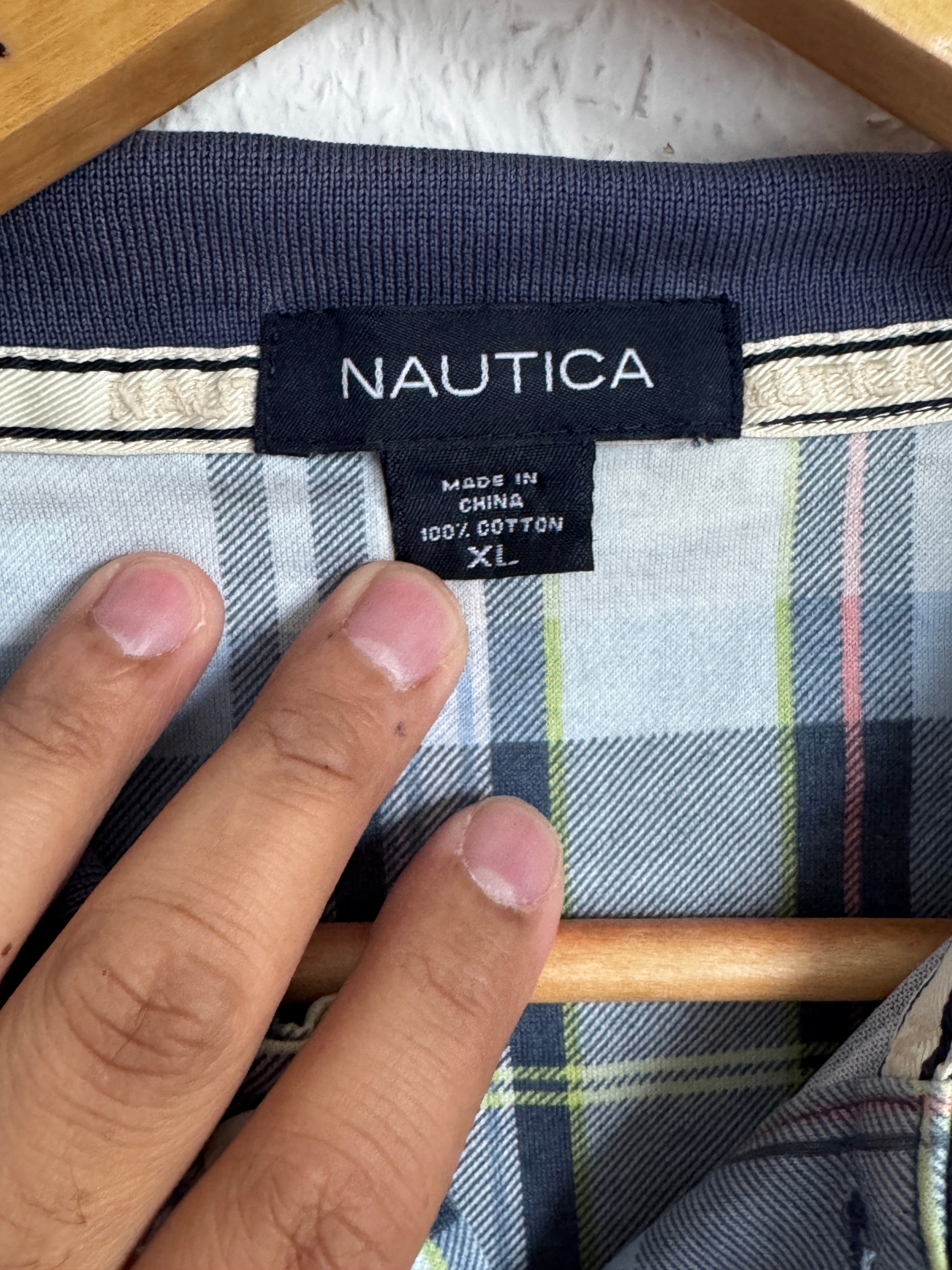 Nautica Plaid Polo Shirt - Size XL