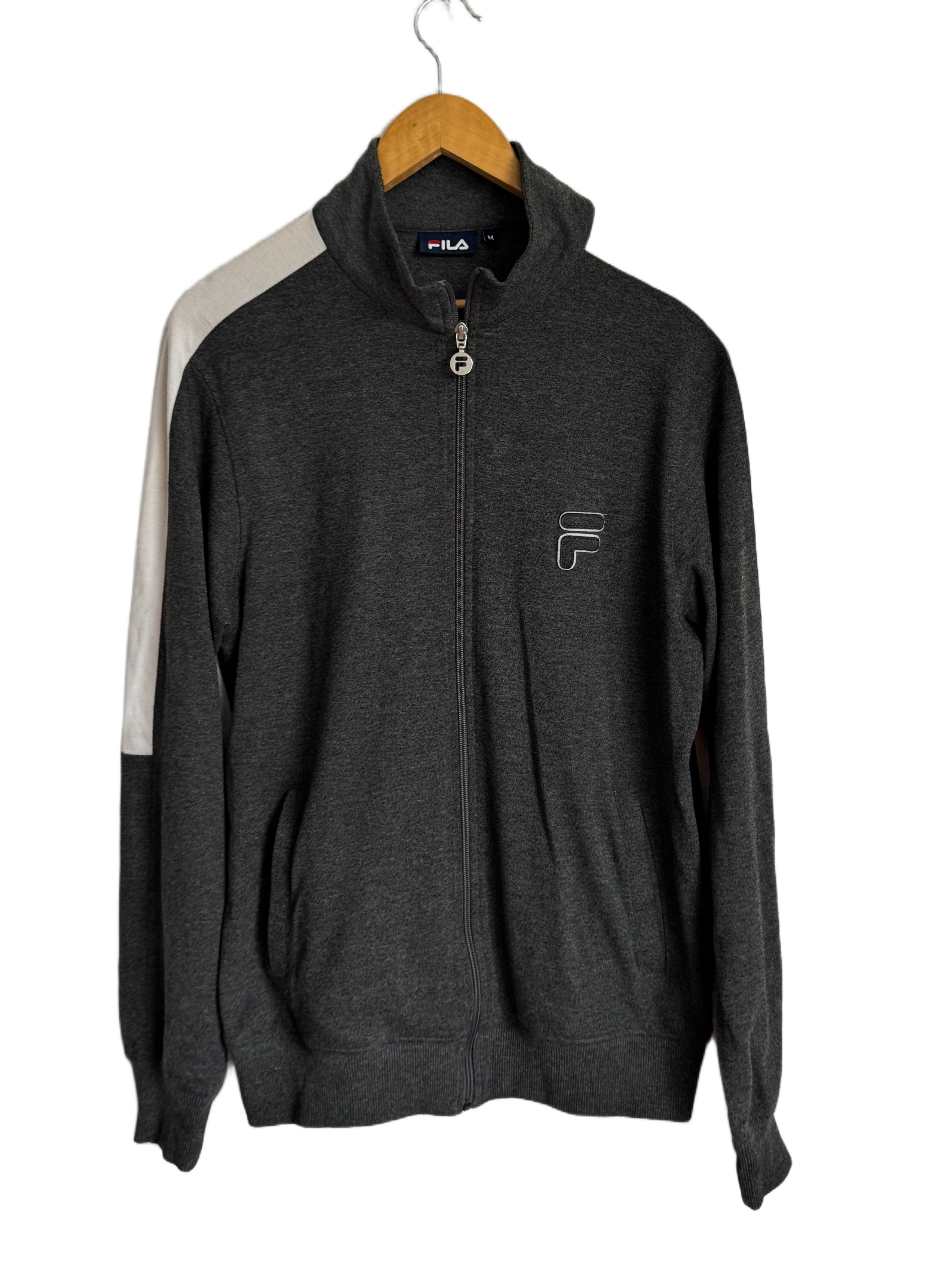 FILA Dark Gray Full-Zip Track Jacket with White Stripes