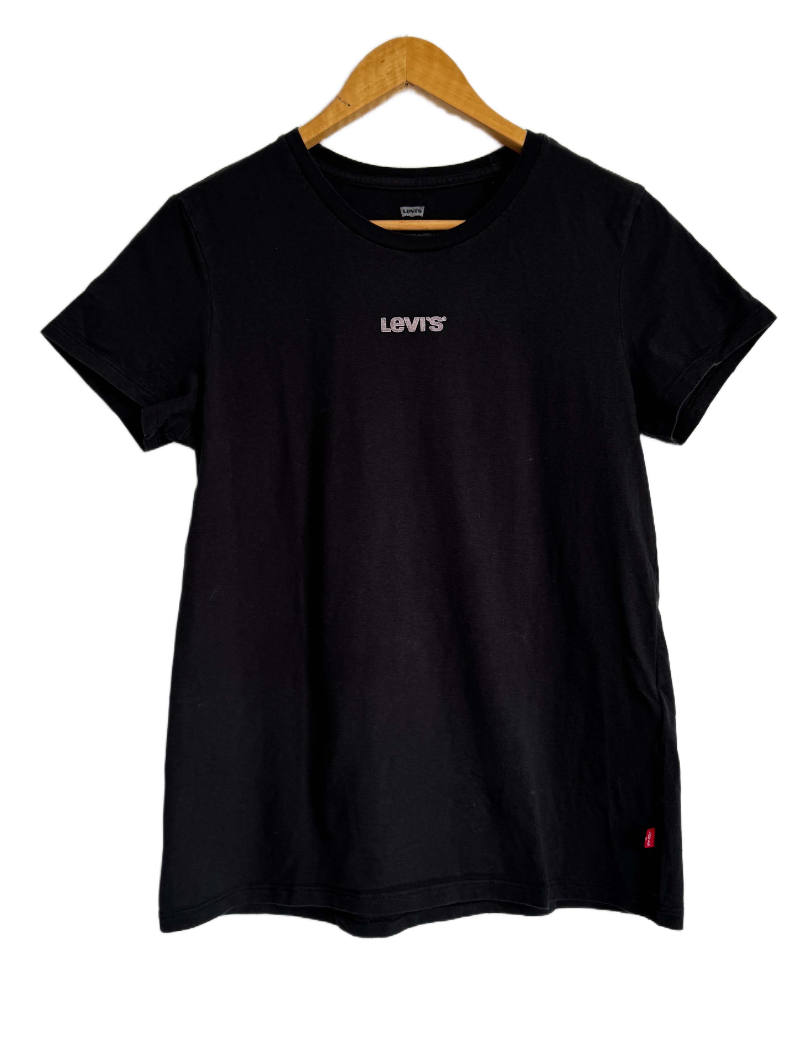 Levi's Black T-shirt with Small Logo and Red Tag - Size M