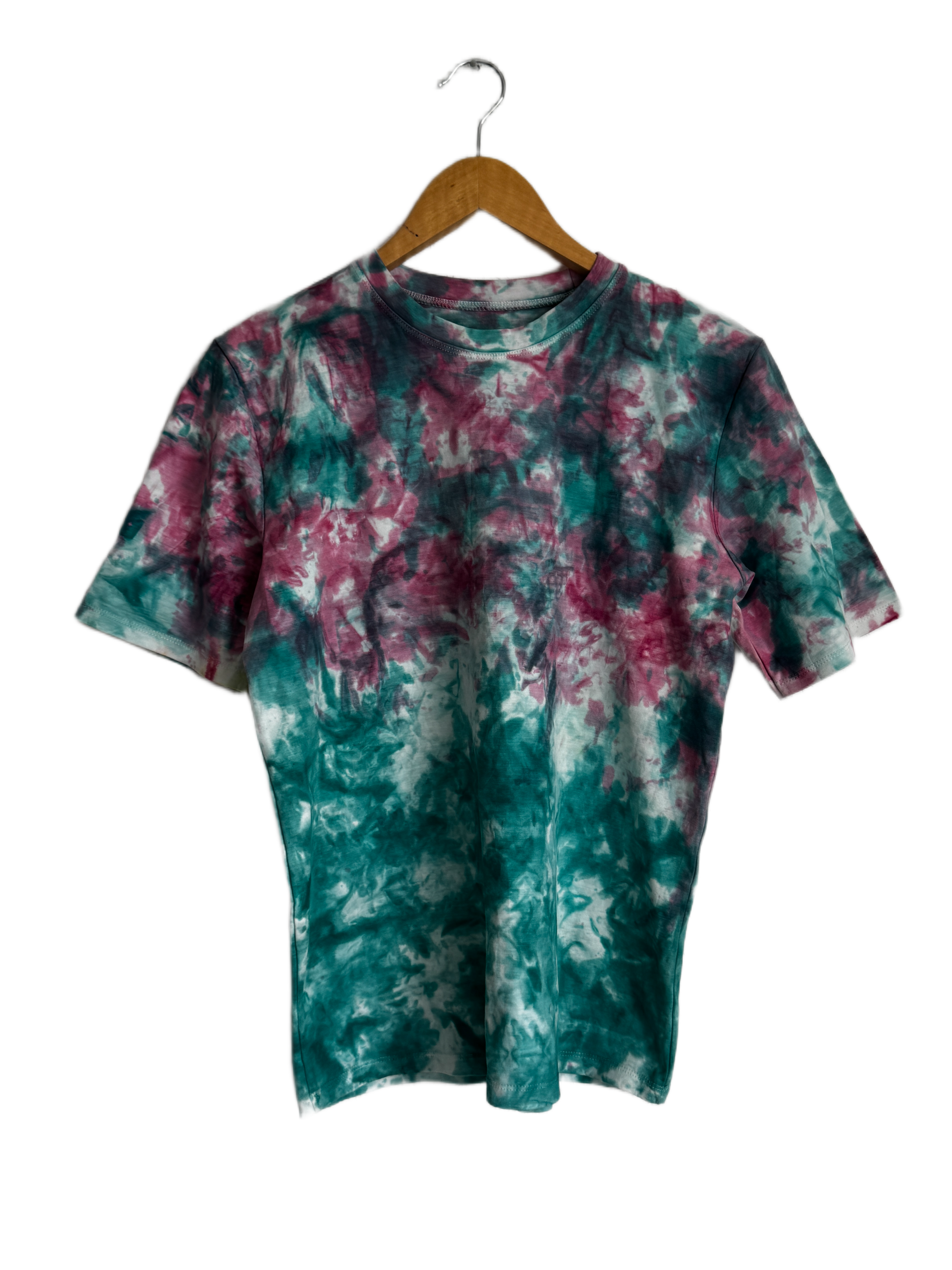 Custom Tie-Dye T-Shirt - Teal & Berry Swirl - Unique Hand-Dyed Tee