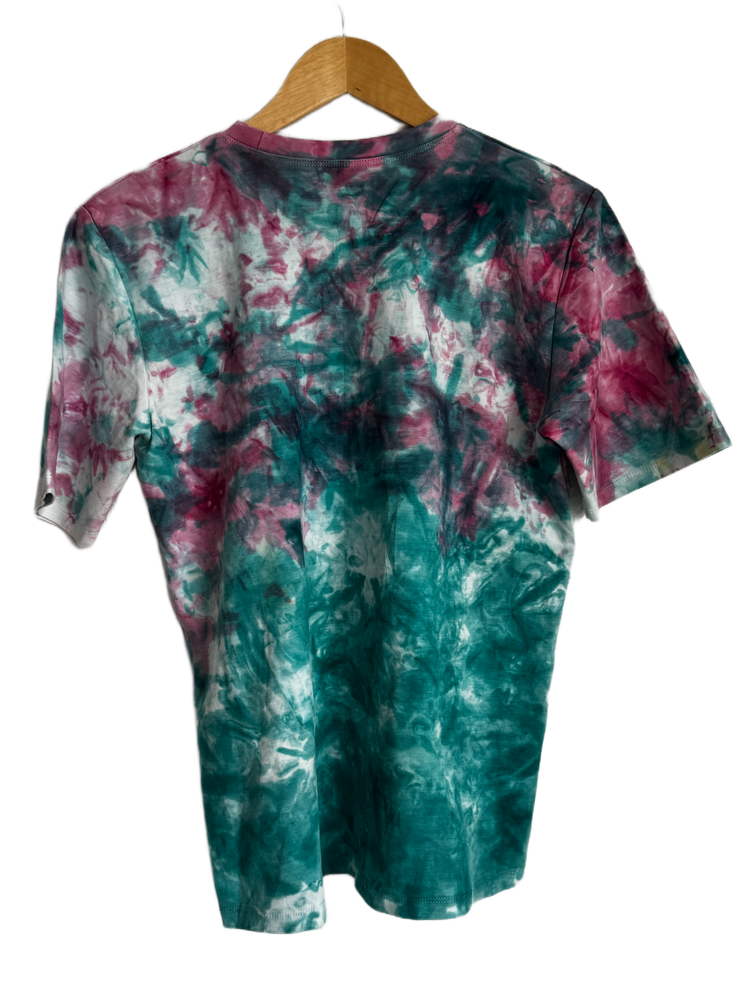 Custom Tie-Dye T-Shirt - Teal & Berry Swirl - Unique Hand-Dyed Tee